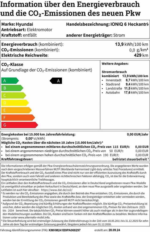 Hyundai IONIQ 6 Heckantrieb 53kWh Batt. Basismodell