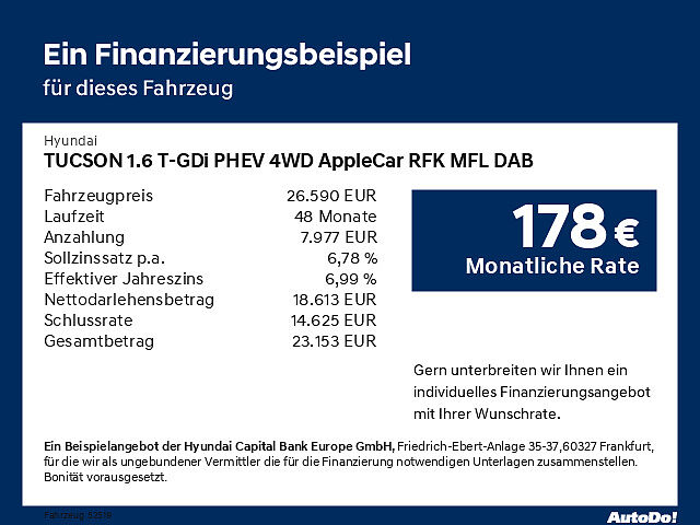 Hyundai TUCSON 1.6 T-GDi PHEV 4WD AppleCar RFK MFL DAB