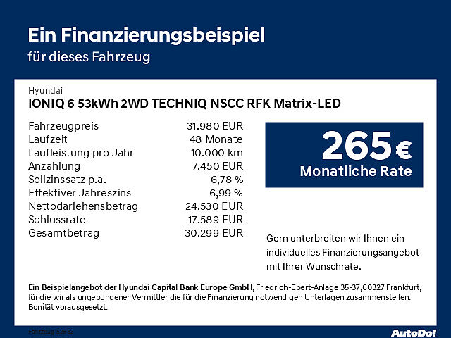 Hyundai IONIQ 6 53kWh 2WD TECHNIQ NSCC RFK Matrix-LED