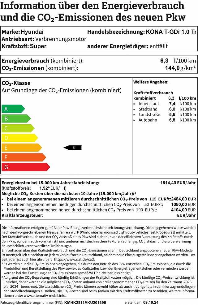 Hyundai KONA T-GDi 1.0 Trend, Navi, Klimaautomatik,